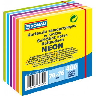 Karteczki samoprzylepne 76x76mm 400 kartek, neon mix