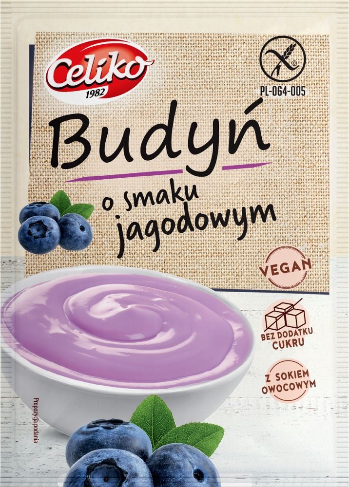 Budyń o smaku jagodowym (bez cukru) bezglutenowy