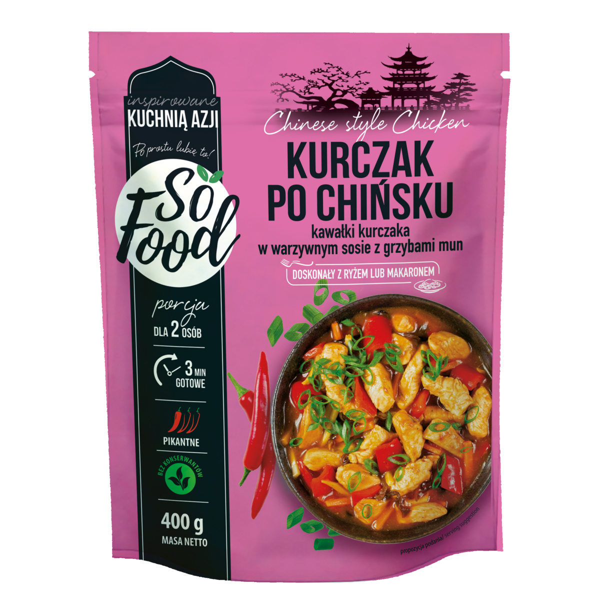 Kurczak po chińsku w warzywnym sosie z grzybami mun