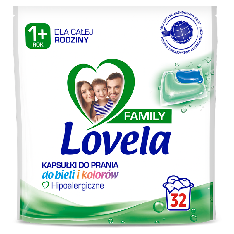 Hipoalergiczne Kapsułki do prania tkanin białych i kolorowych Family 32 szt.