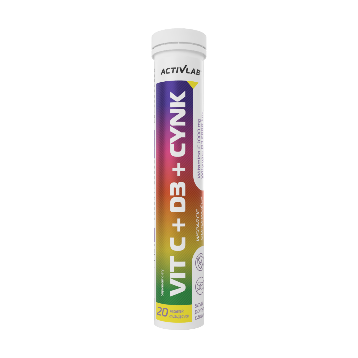 Witamina C+D3+Cynk o sm. pomarańczowym (20 tabl. mus.)
