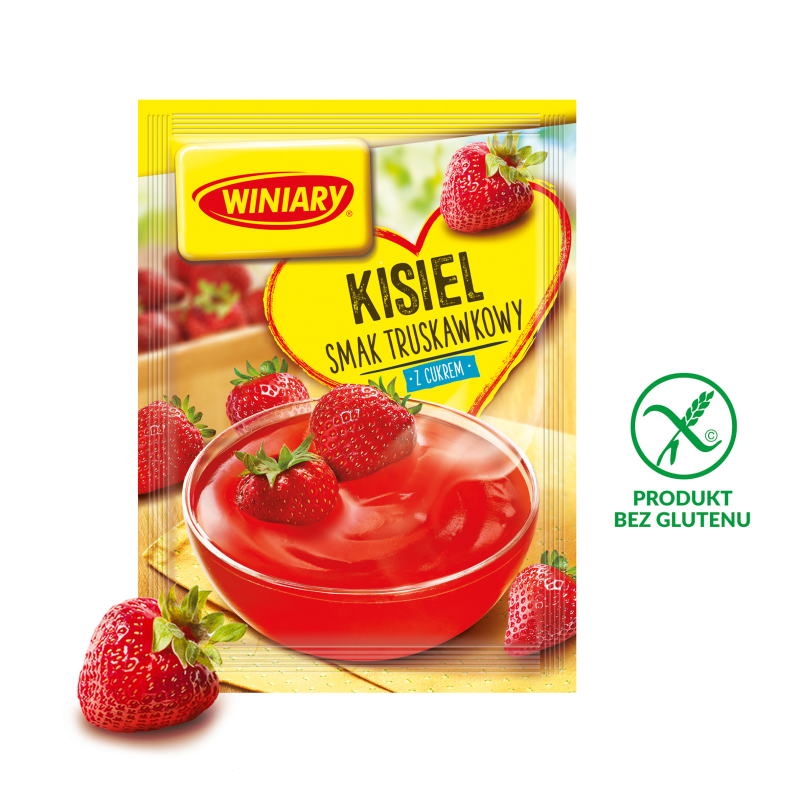 Kisiel o smaku truskawkowym (z cukrem) bezglutenowy