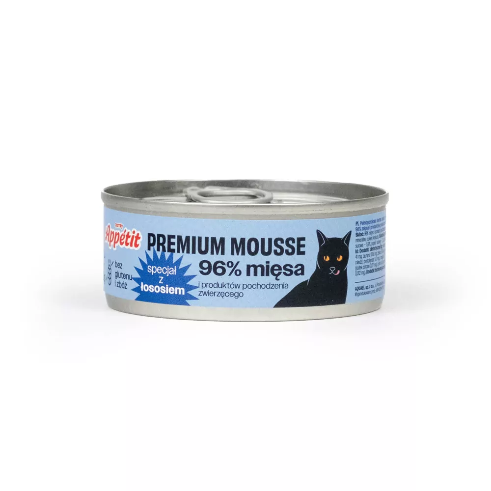 Mokry pokarm dla kotów Premium Mousse z łososiem puszka