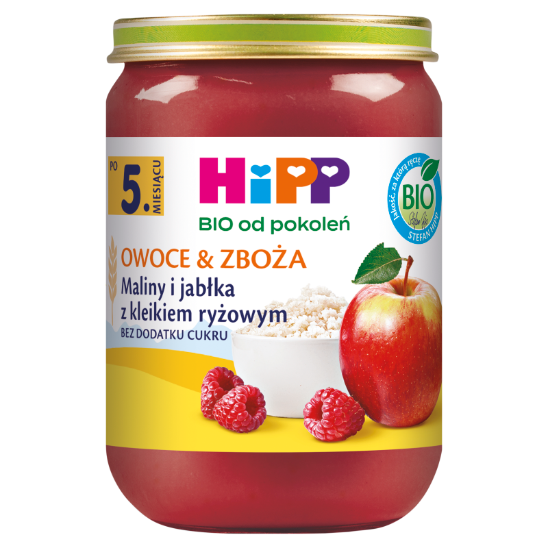 Maliny i jabłka z kleikiem ryżowym - po 5 miesiącu