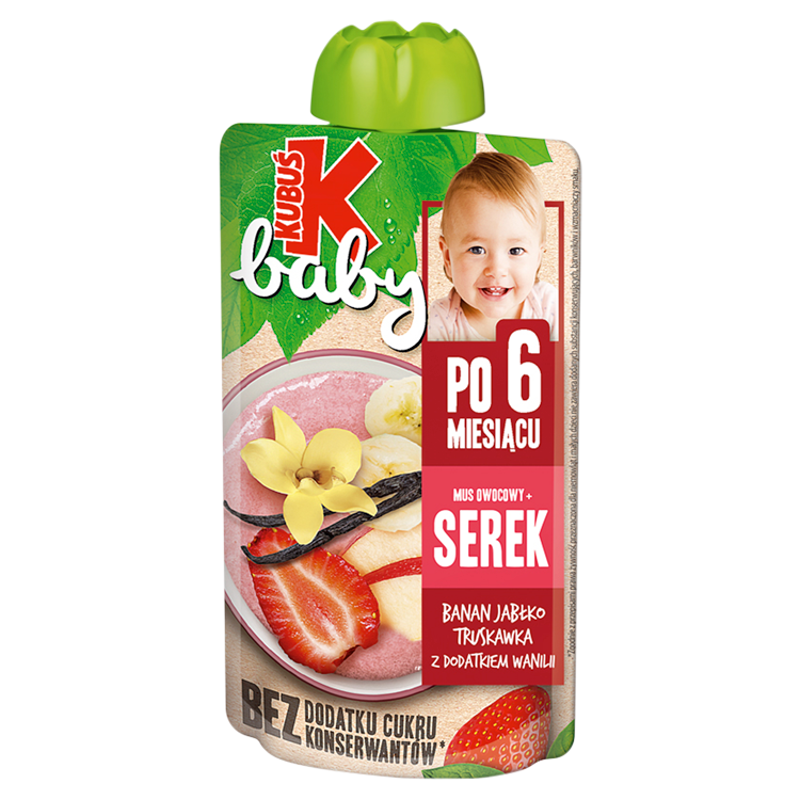 Mus owocowy + serek banan jabłko truskawka z dodatkiem wanilii po 6 miesiącu