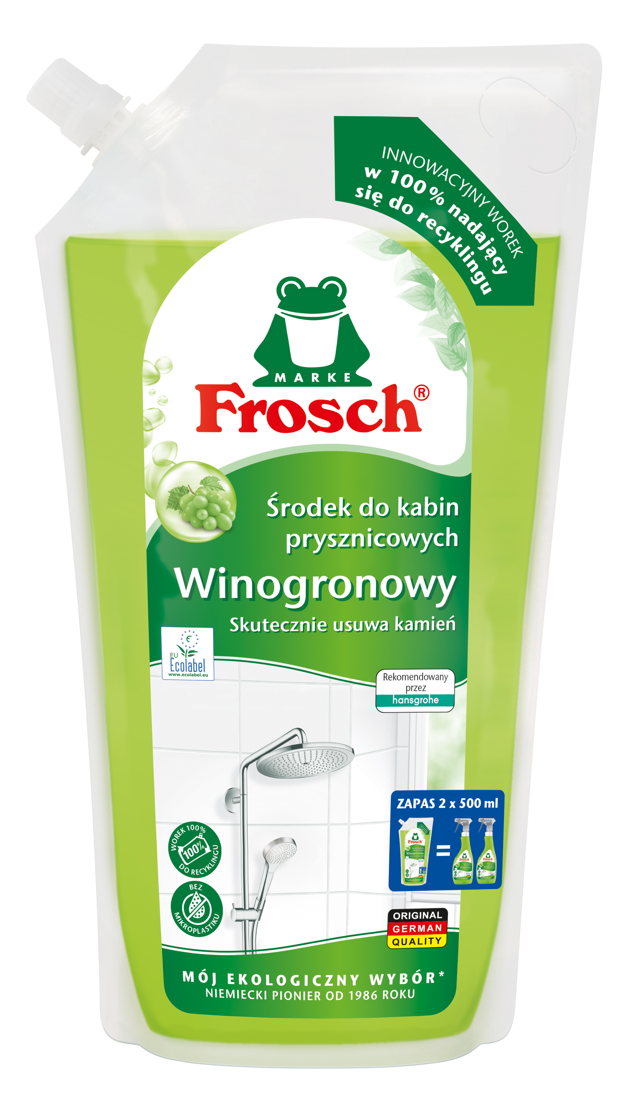 Zapas Płynu do czyszczenia Kabin Prysznicowych w worku Winogrono 1000ml