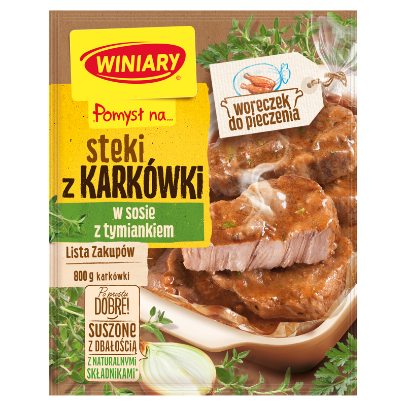 Steki z karkówki w sosie tymiankowym + WORECZEK DO PIECZENIA