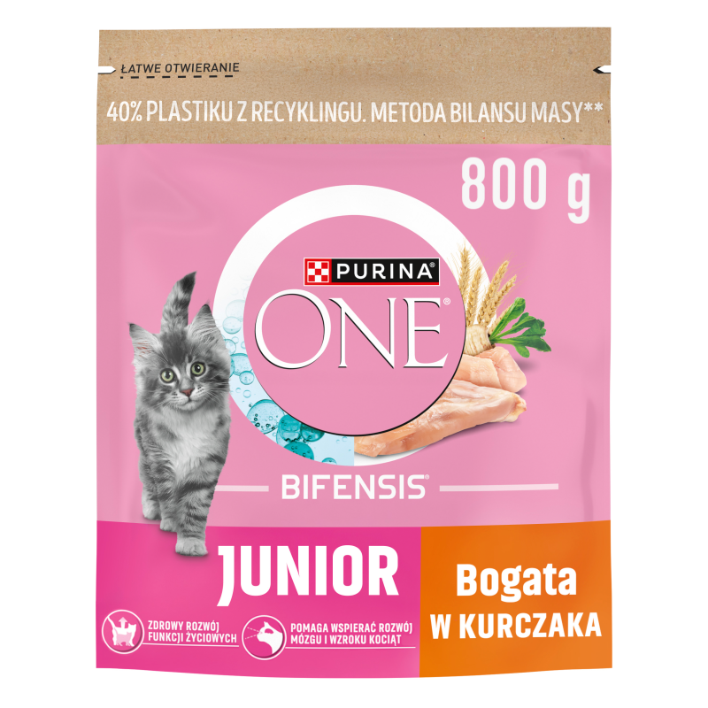 Karma dla kociąt bogata w kurczaka i z pełnymi ziarnami