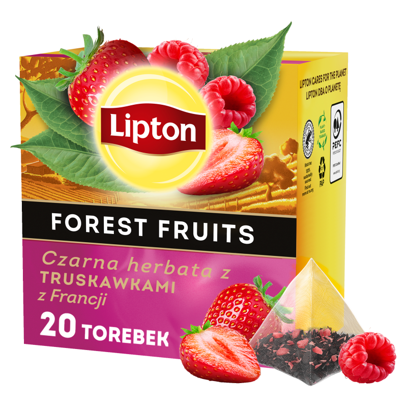Herbata czarna z truskawkami z Francji 20 piramidek