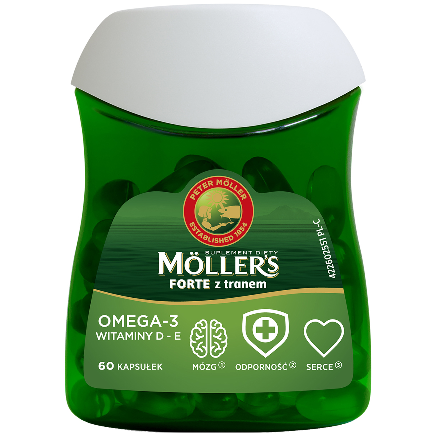 Tran z kwasami Omega-3 oraz wit. D i E (60 kaps.) - suplement diety