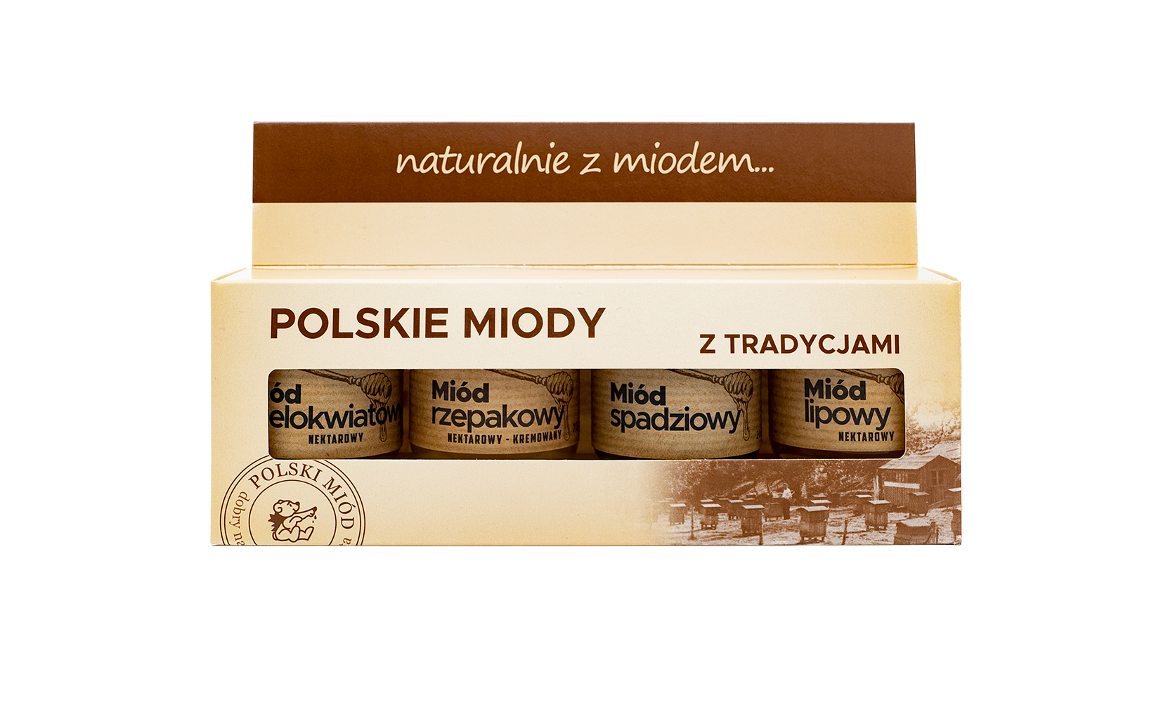 Zestaw miodów - wielokwiatowy, rzepakowy, spadziowy i lipowy (4x50g)