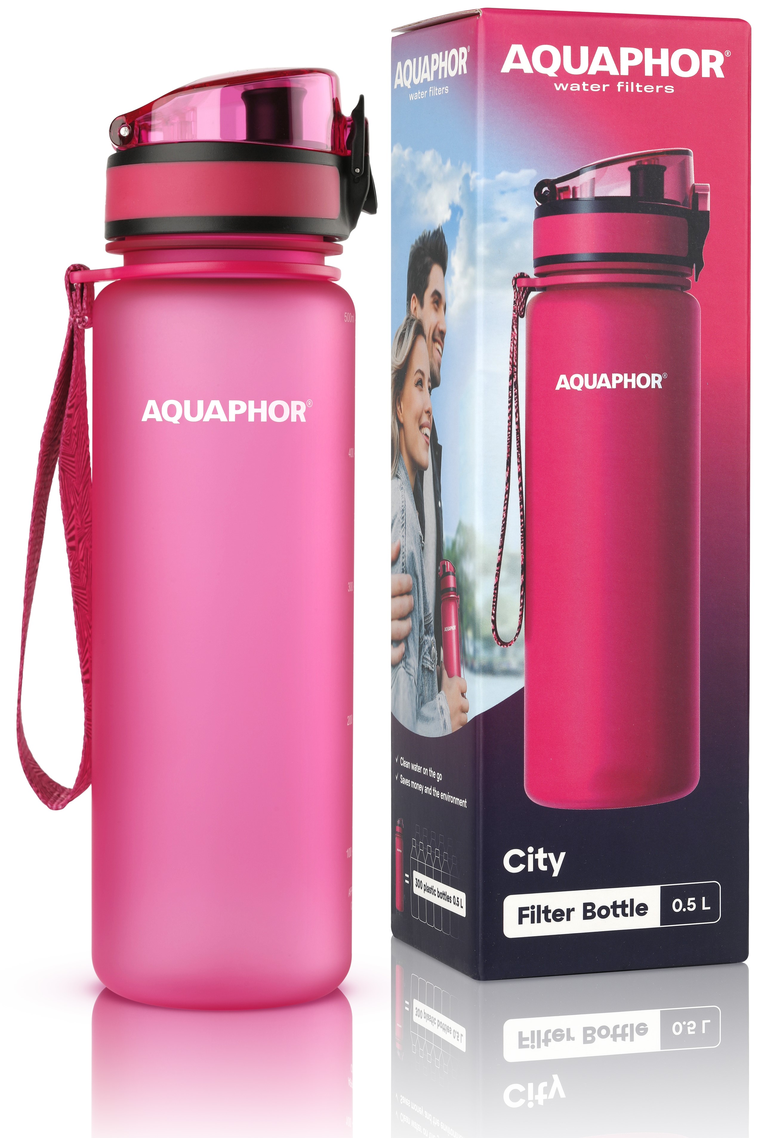 Butelka filtrująca Aquaphor City - Różowa