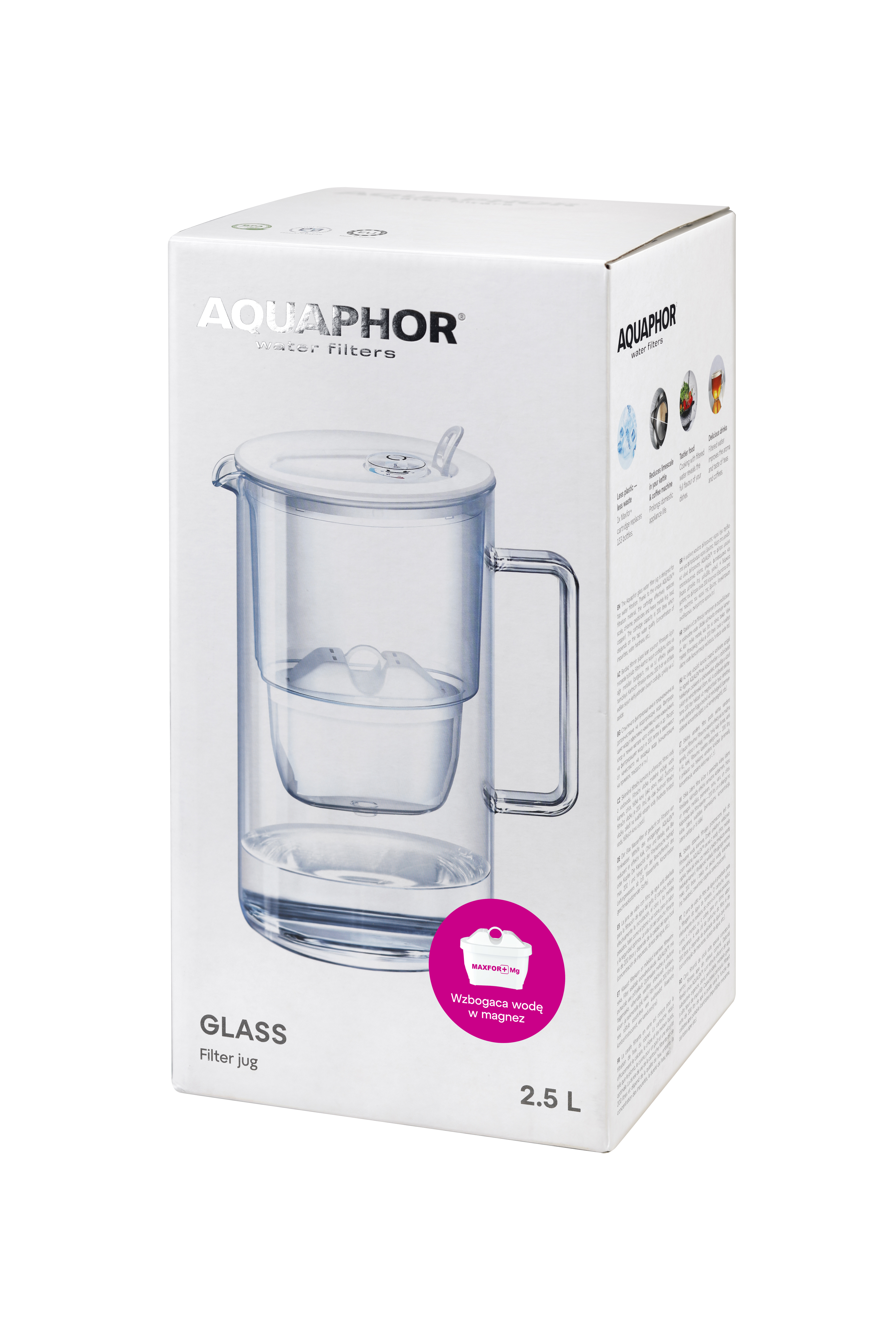 Dzbanek szklany do wody aquaphor 2.5L plus wkład maxfor +mg
