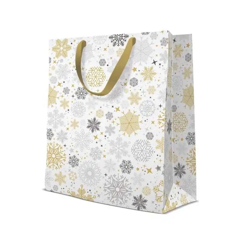 Torba prezentowa Metallic snowflakes 26,5x33,5x13 cm