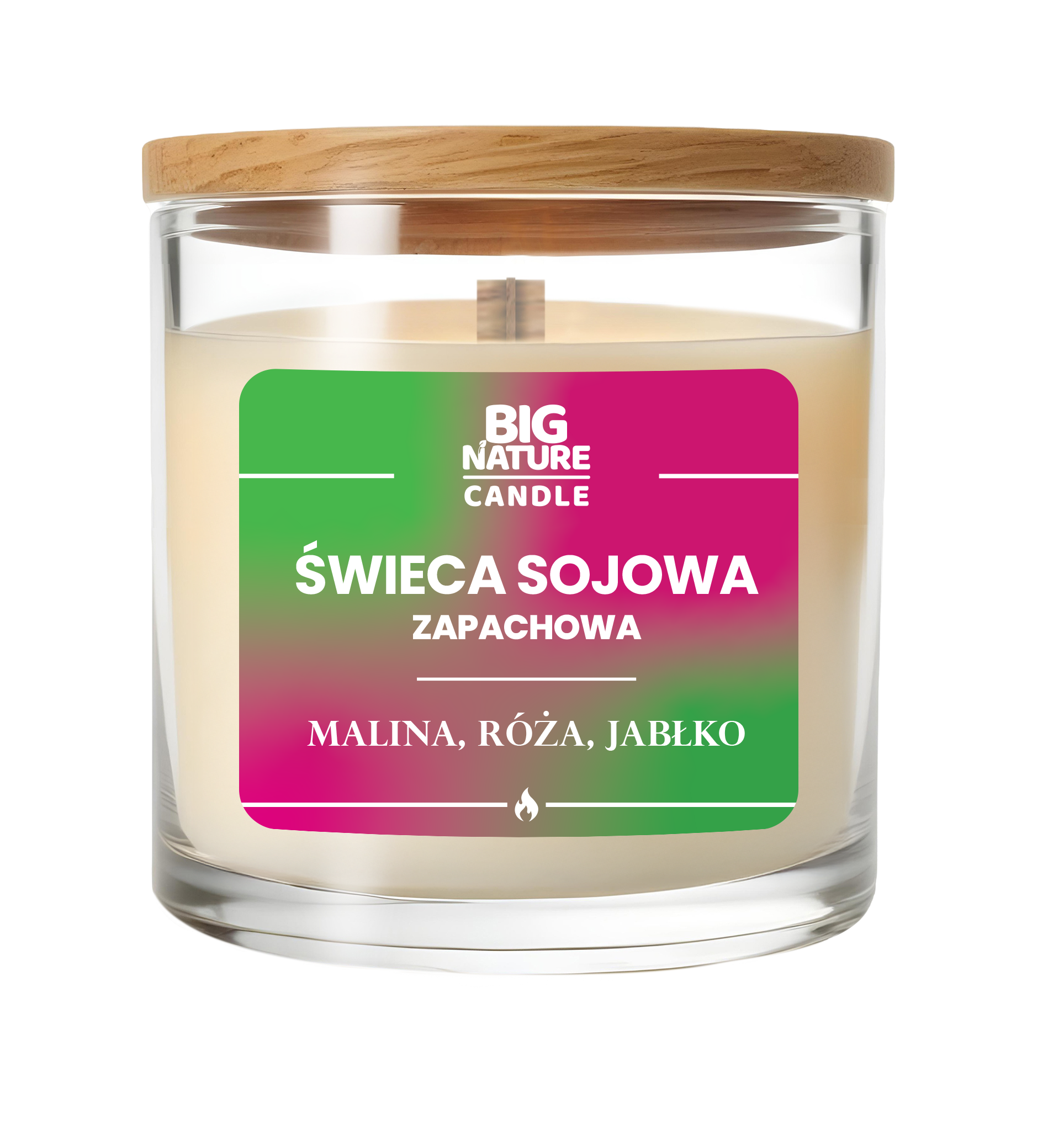 Świeca sojowa o zapachu Malina, róża i jabłko