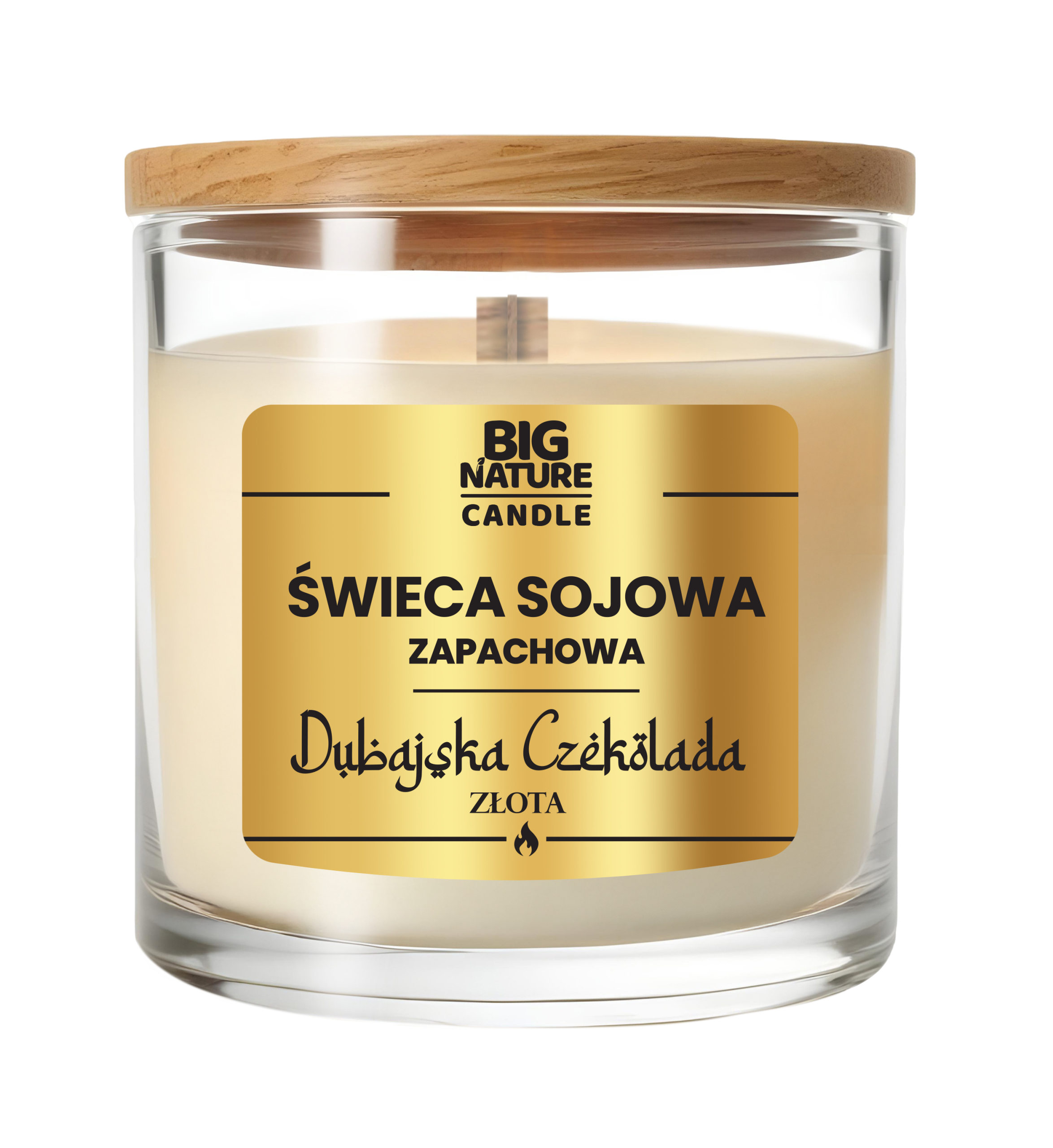 Świeca sojowa o zapachu Czekolada Dubajska złota