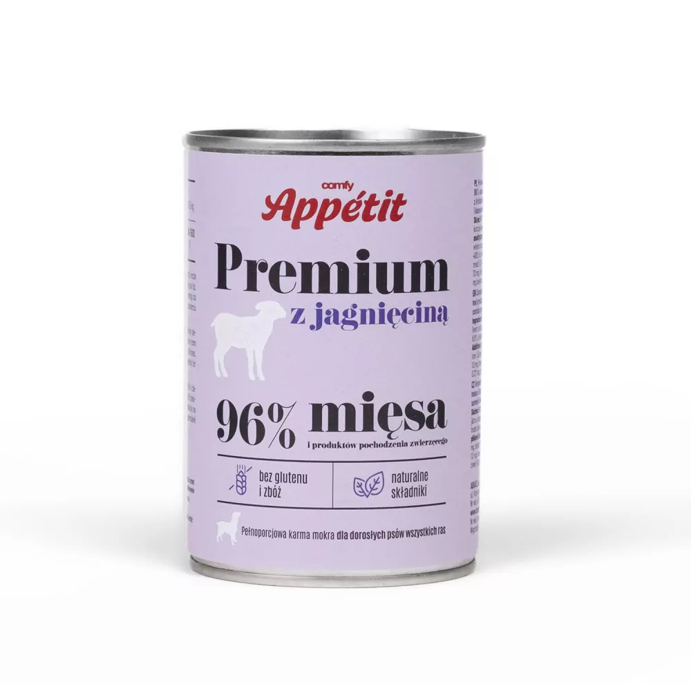 Mokry bezzbożowy pokarm Premium dla dorosłych psów wszystkich ras z jagnięciną puszka