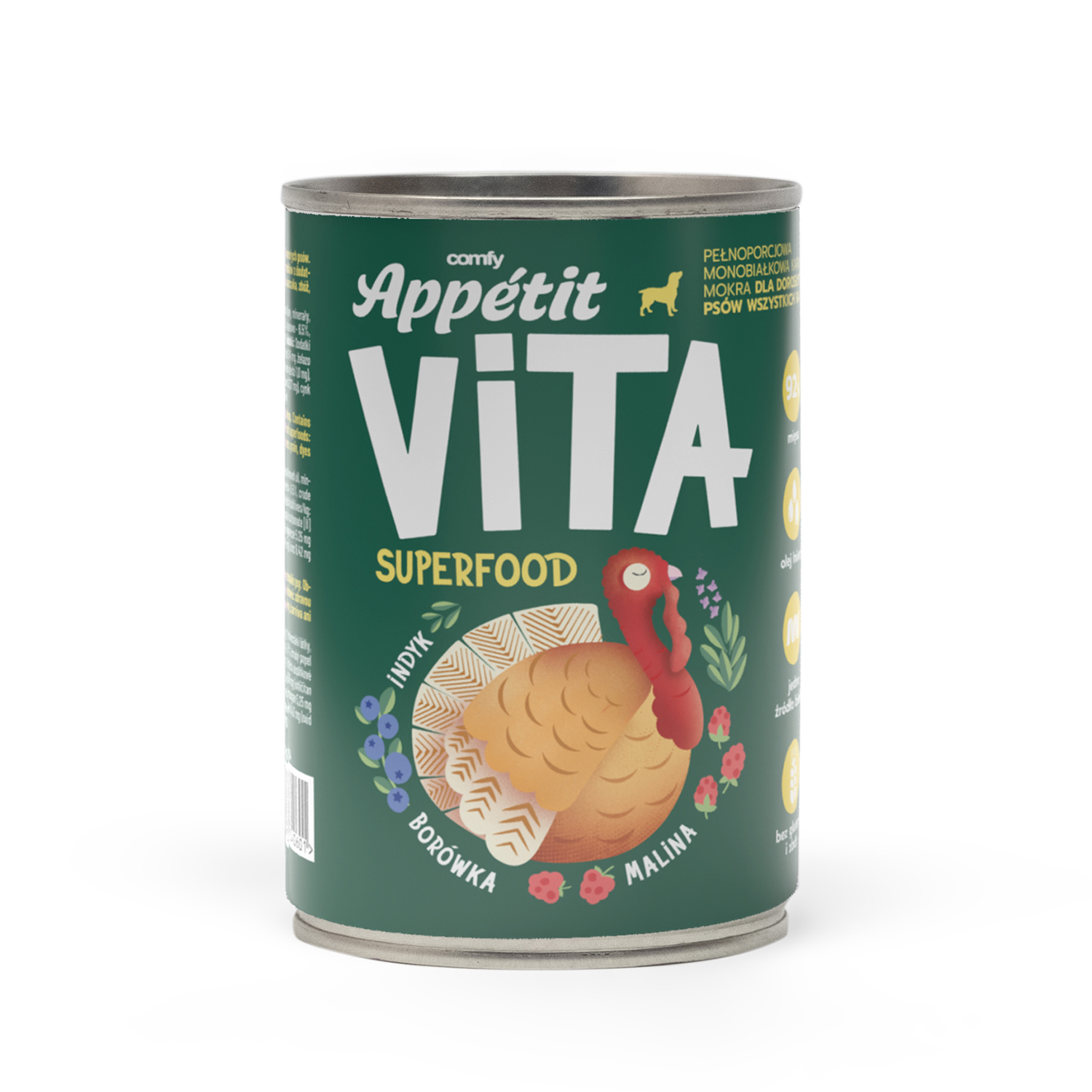 Mokra karma monobiałkowa dla dorosłych psów z indykiem i super-foods