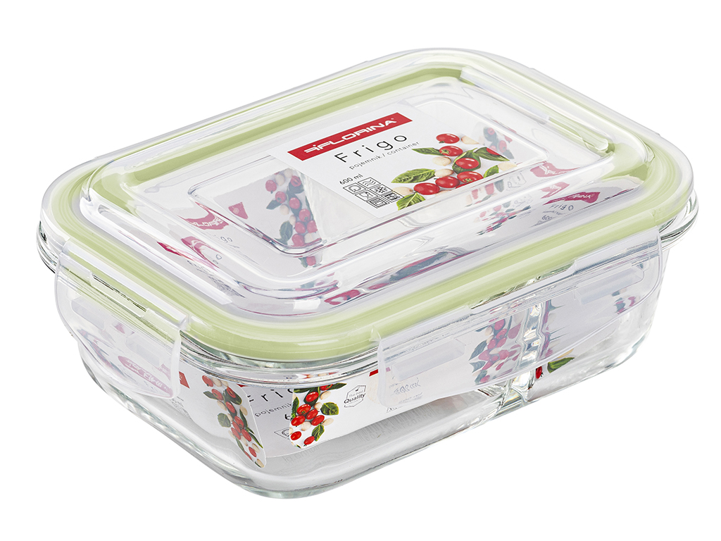 Pojamnik do żywności frigo szklany prostokątny podwójny 600 ml