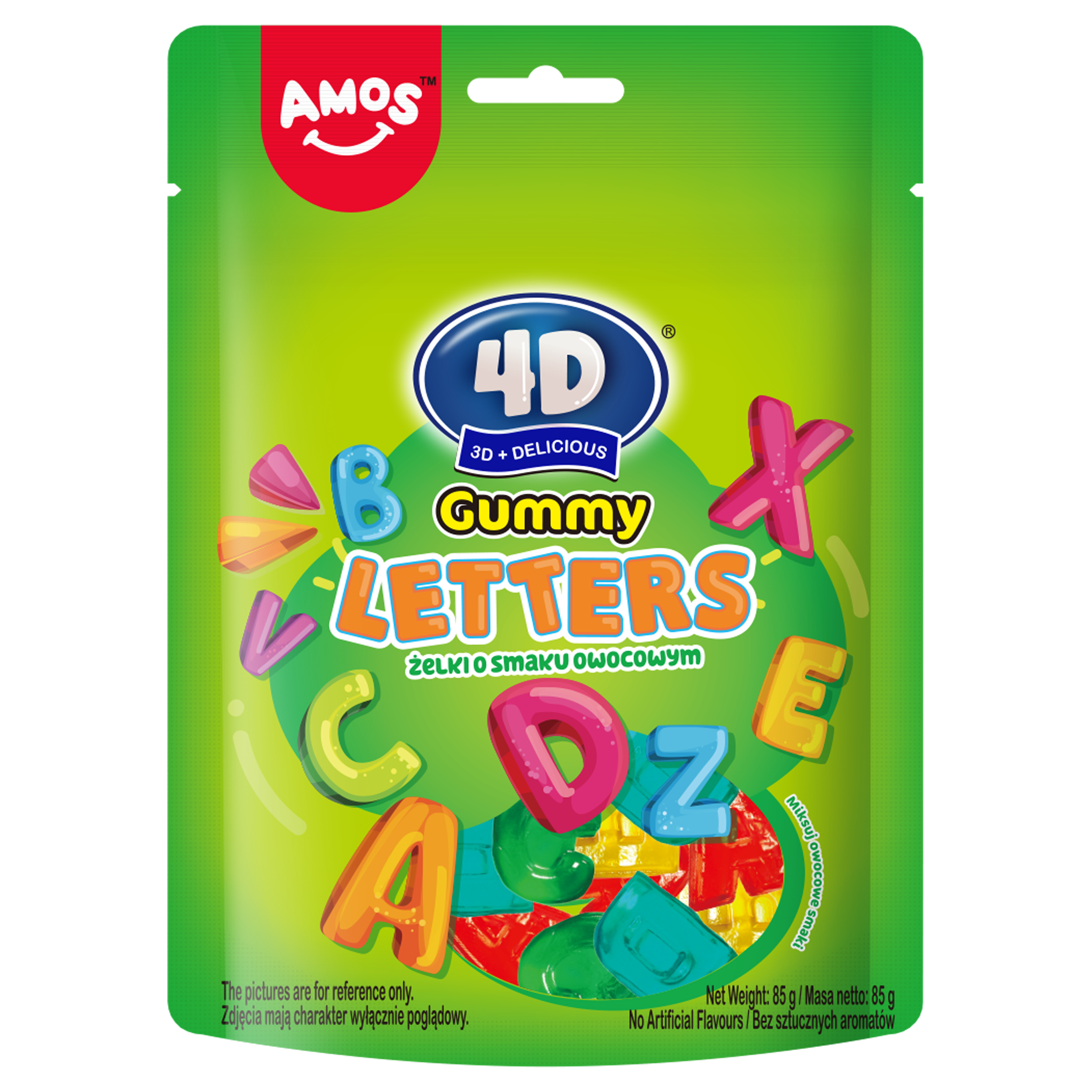 Żelki owocowe 4D w kształcie literek mix