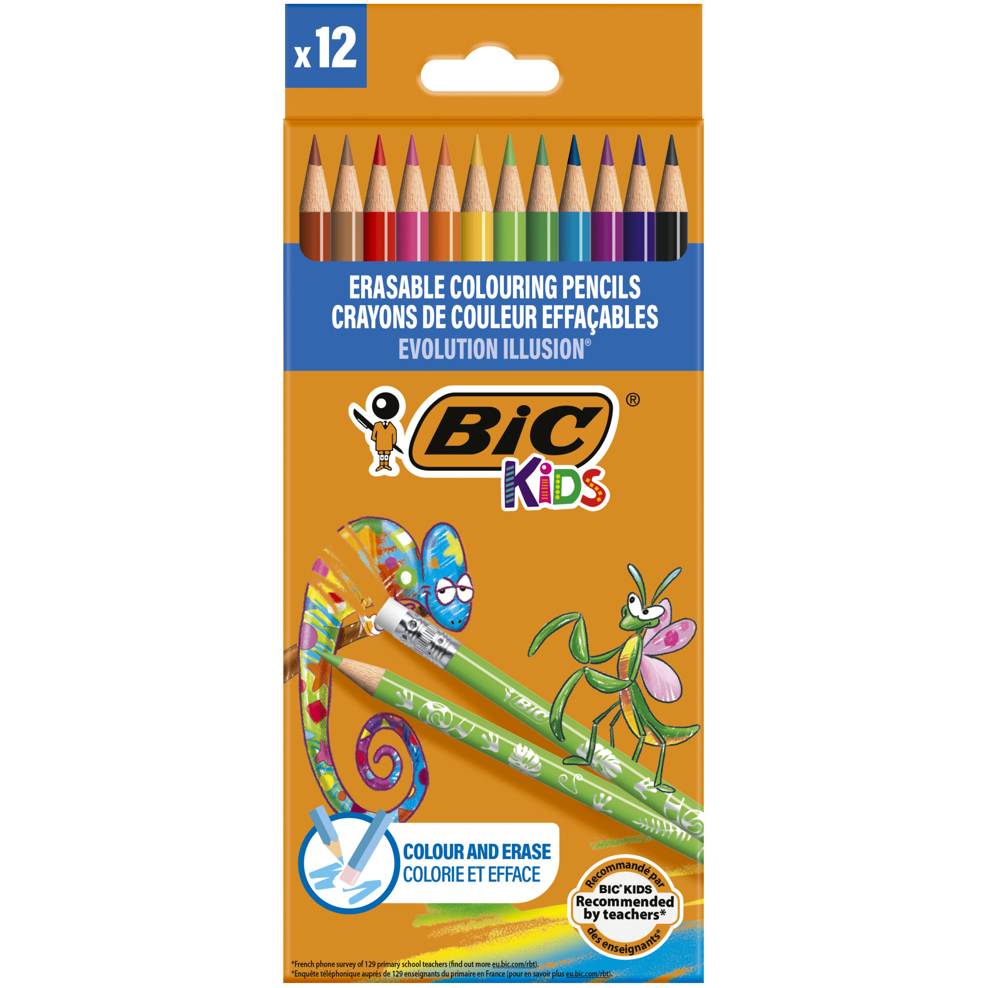 Kids Evolution Illusion Kredki ołówkowe ścieralne Pudełko 12szt