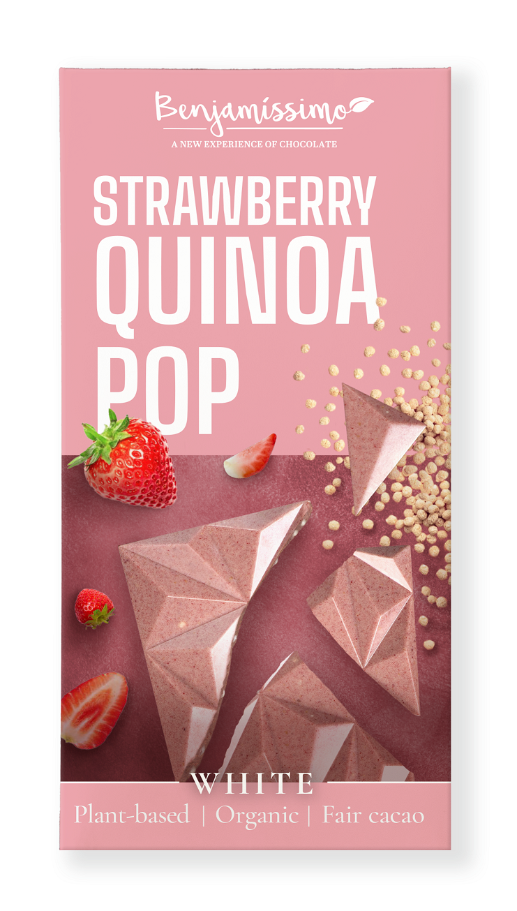 Czekolada bezglutenowa o smaku truskawka - quinoa