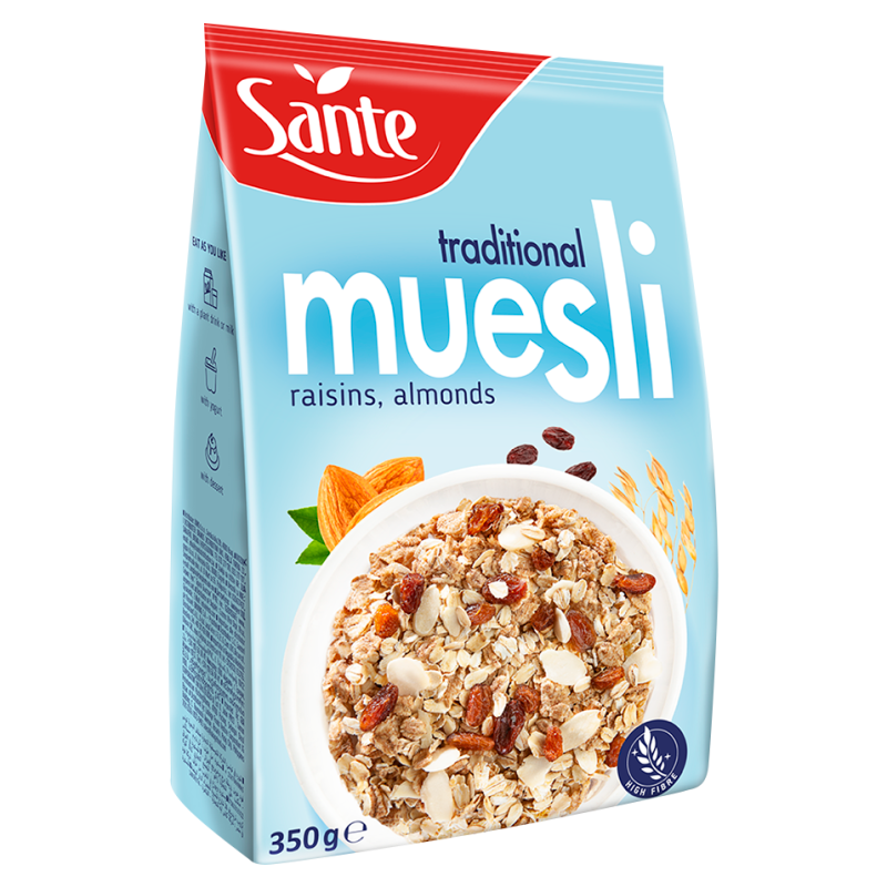 Musli tradycyjne z rodzynkami i migdałami
