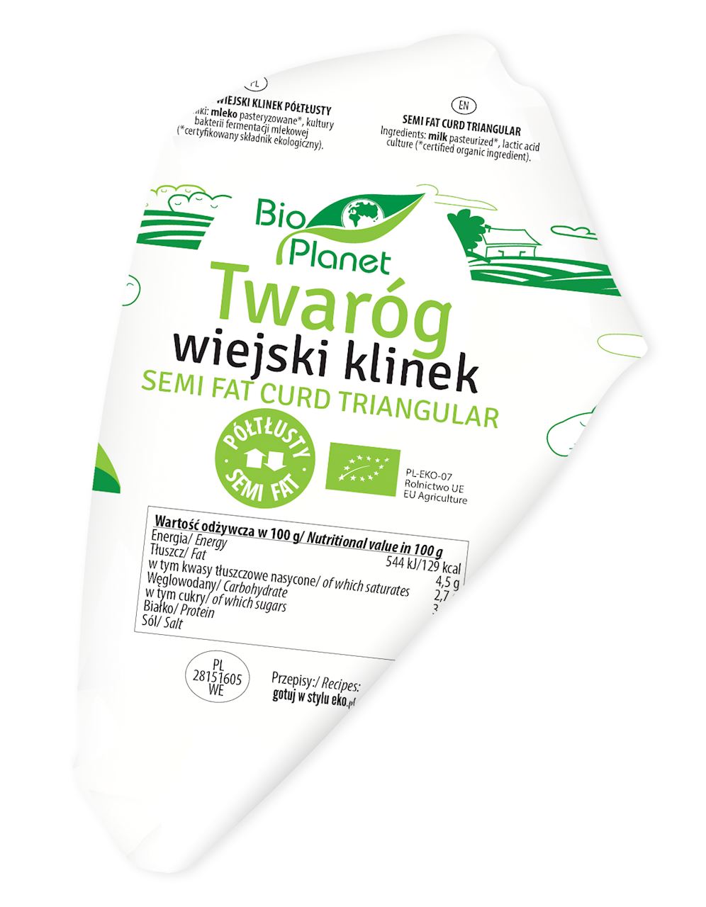 Twaróg półtłusty (klinek) BIO