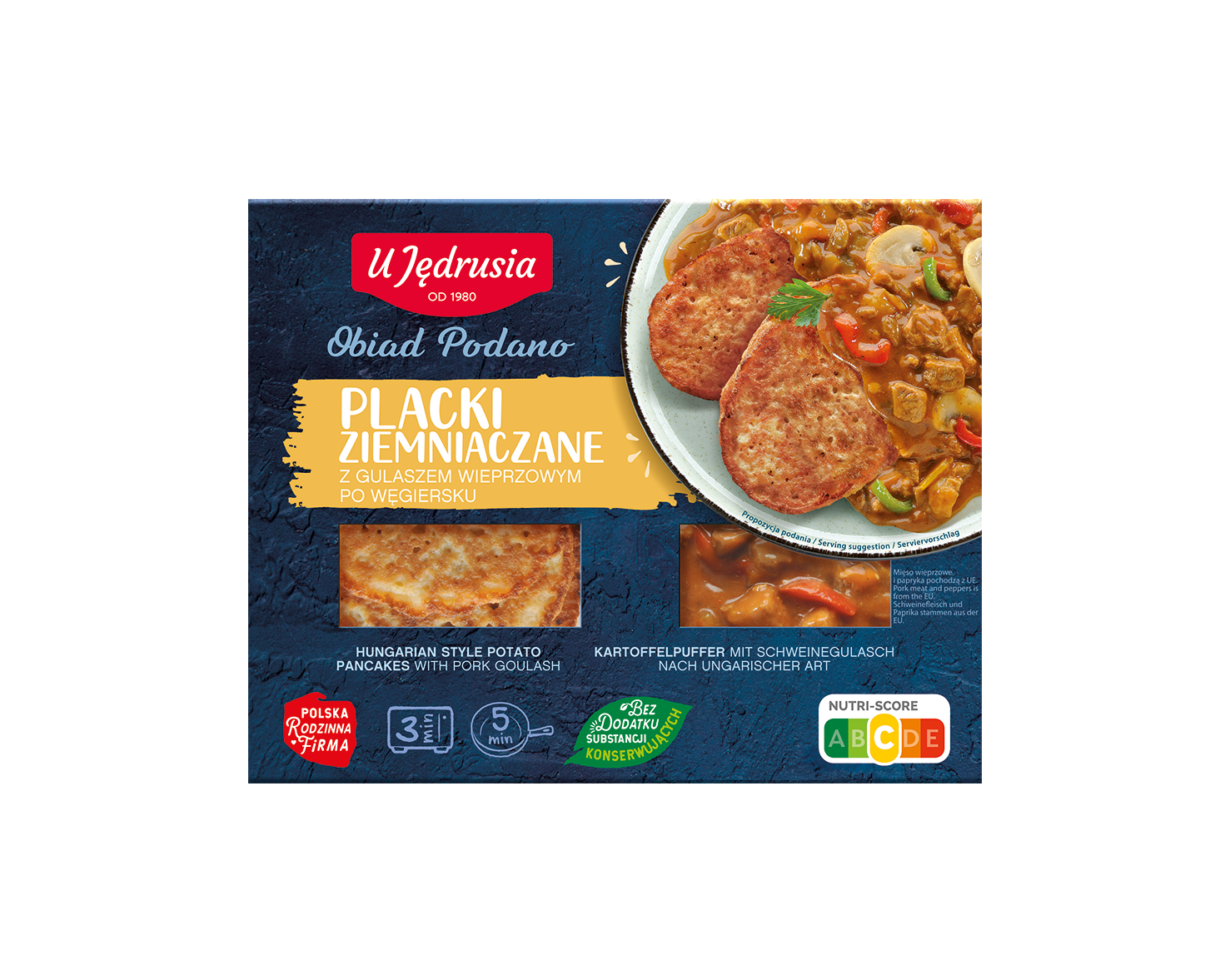Placki ziemniaczne z gulaszem wieprzowym po węgiersku 400 g