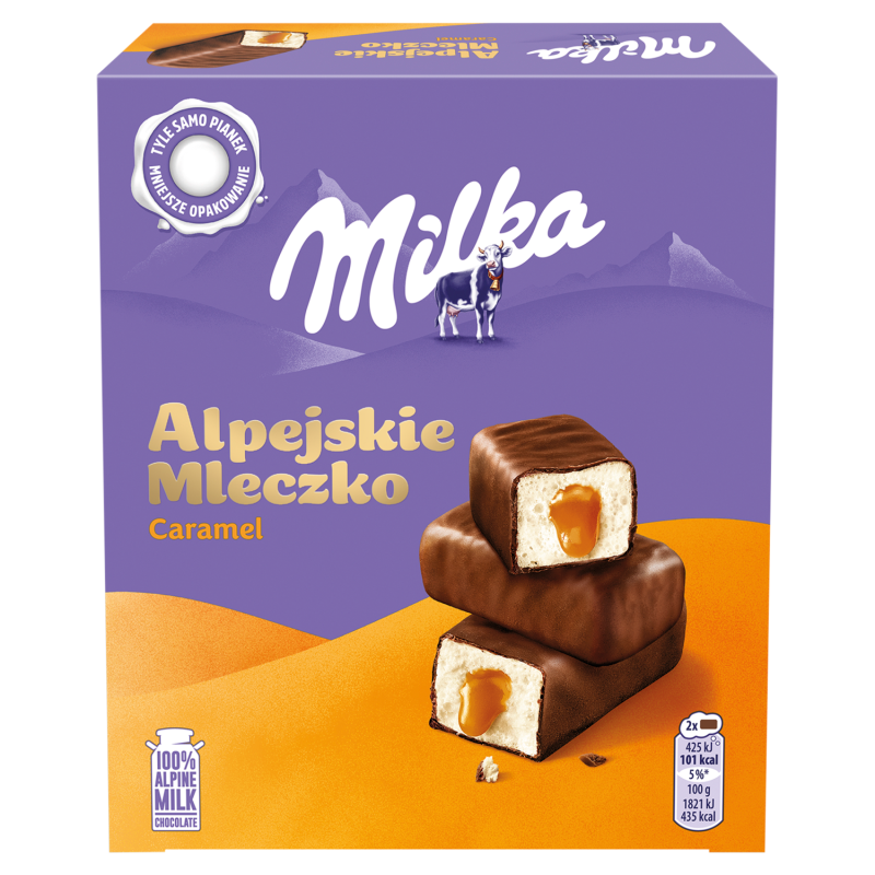 Alpejskie Mleczko Pianka o smaku waniliowym z karmelem