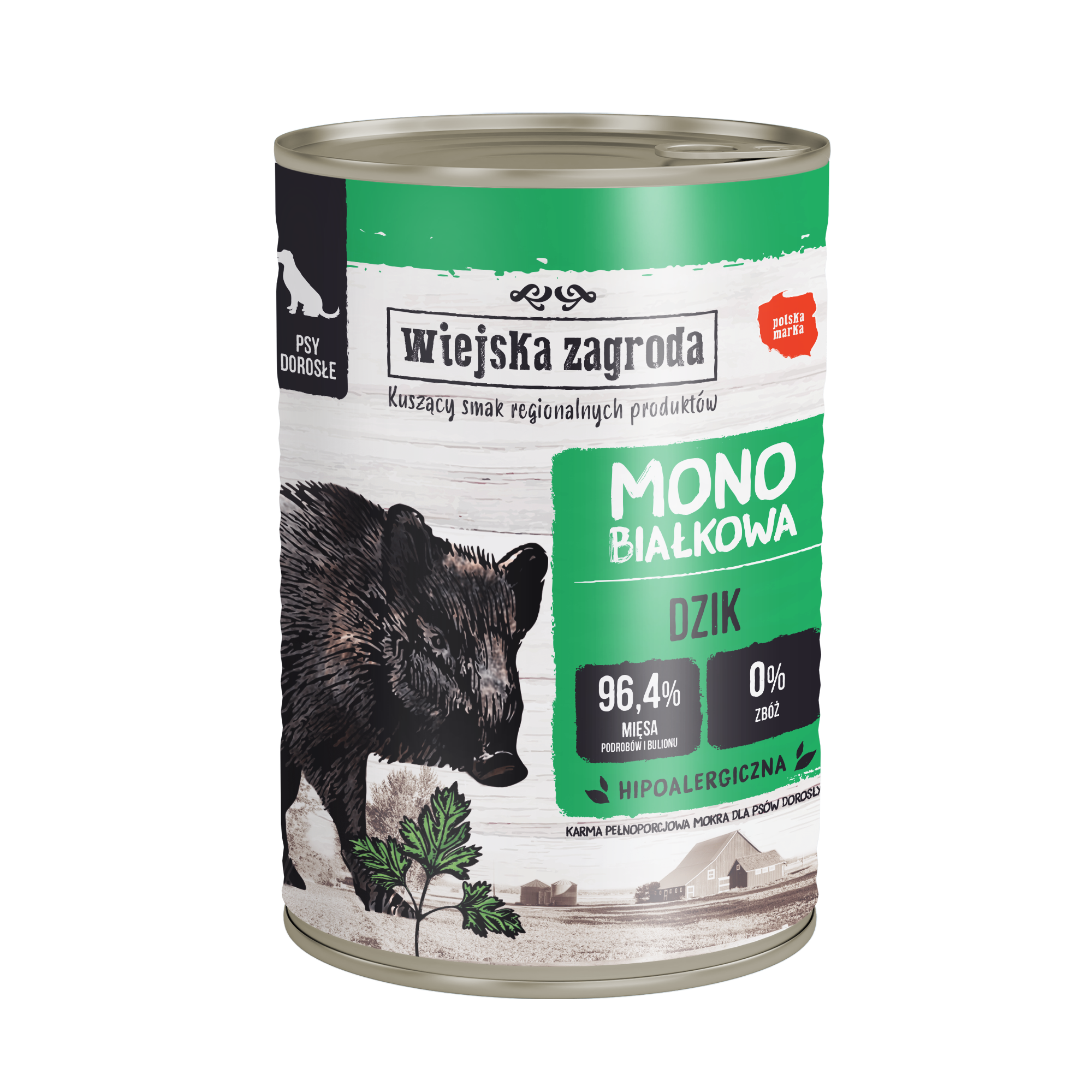 Mokry pokarm monobiałkowy dla dorosłych psów z dzikiem puszka