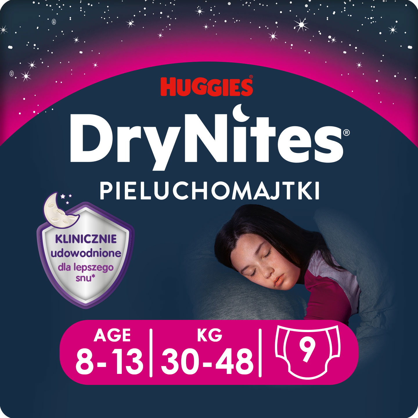 Jednorazowe majteczki na noc dla dziewczynek 8-13 lat 9 szt.