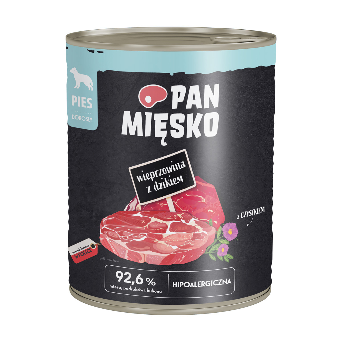Mokry pokarm dla dorosłych psów z wieprzowiną i dzikiem puszka