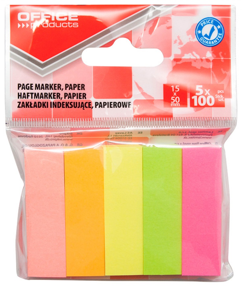 Zakładki indeksujące papierowe mix kolorów neonowych