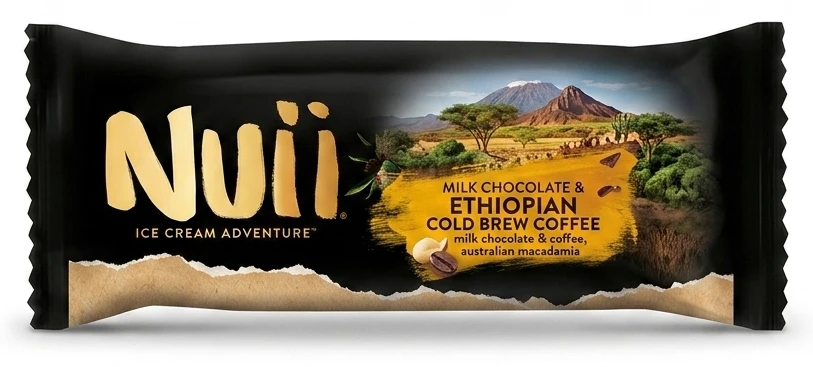 Lody Nuii milk chocolate & coffee, australian macadamia