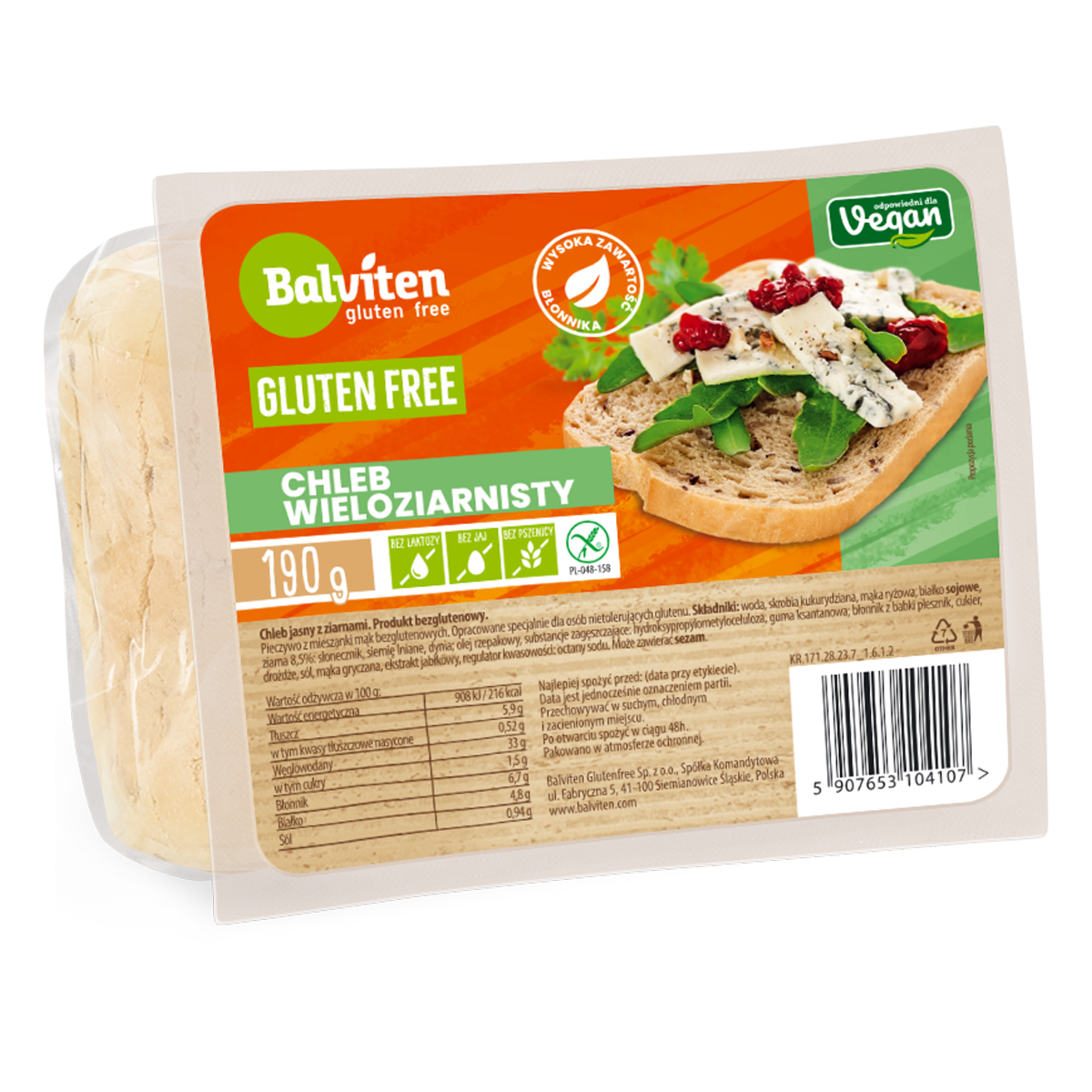 Balviten Chleb Jasny Z Ziarnami 190G. Produkt Bezglutenowy