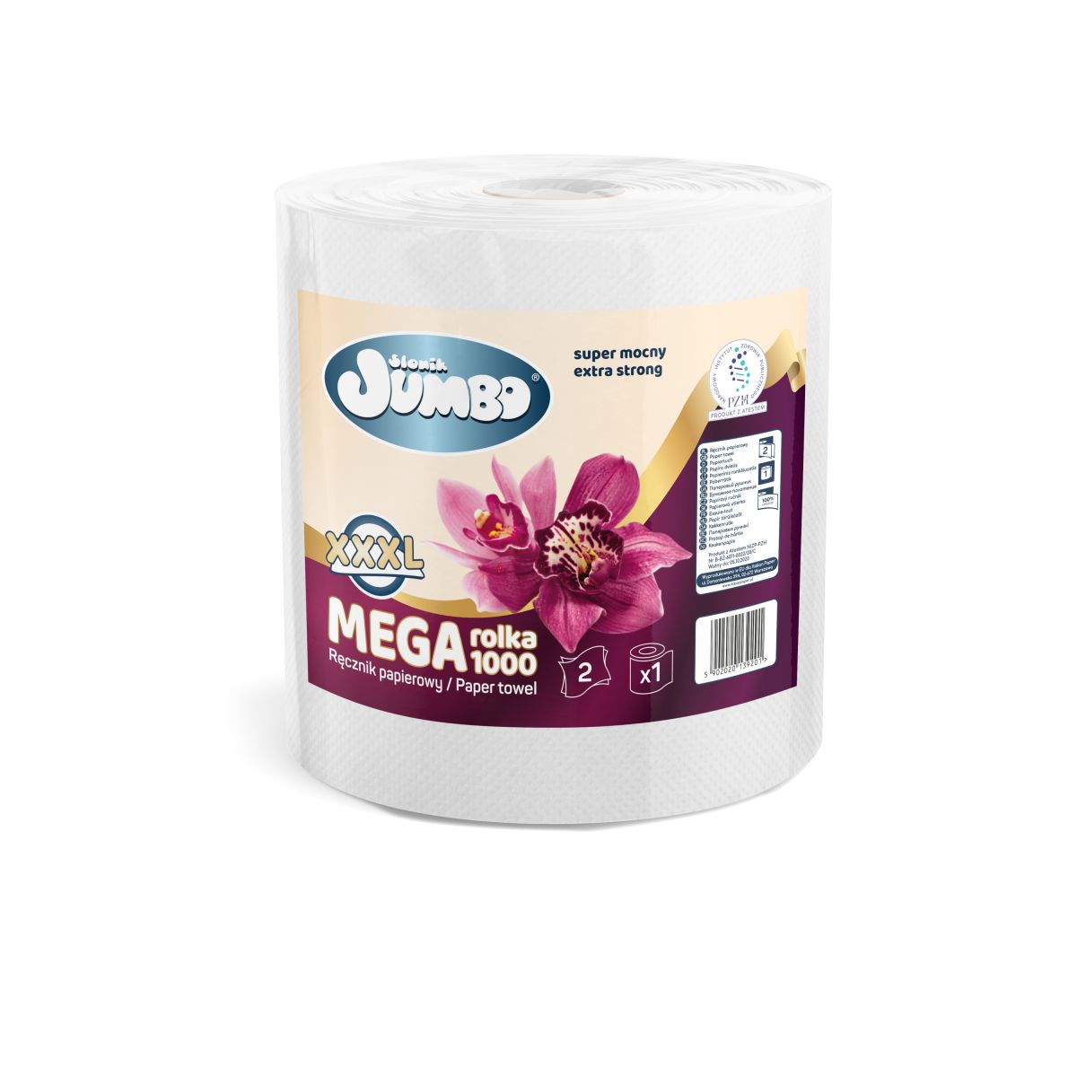 Słonik Jumbo Ręcznik Papierowy Mega 1000 1 Rolka 2-Warstwowy