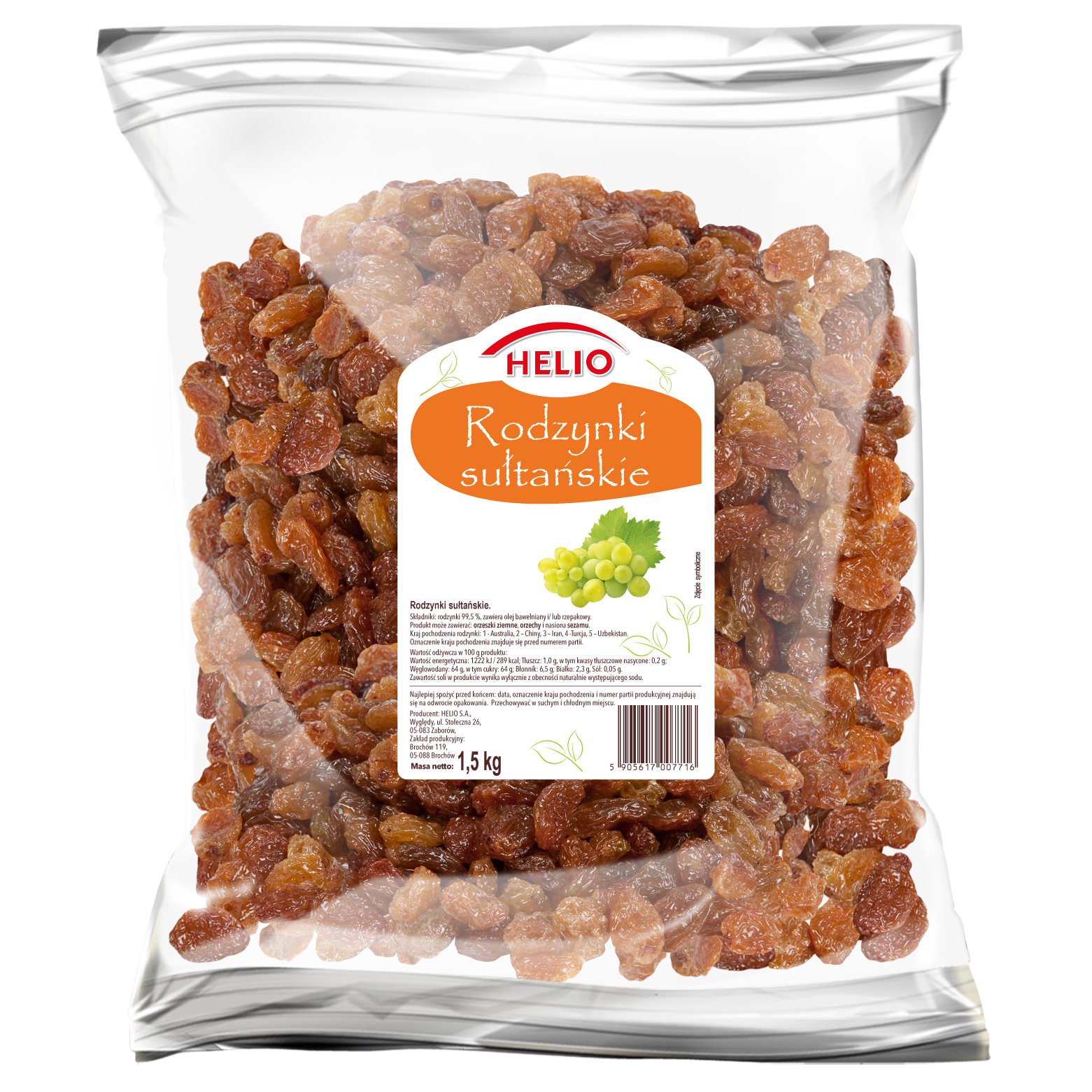 Rodzynki Sułtańskie 1,5 Kg Helio