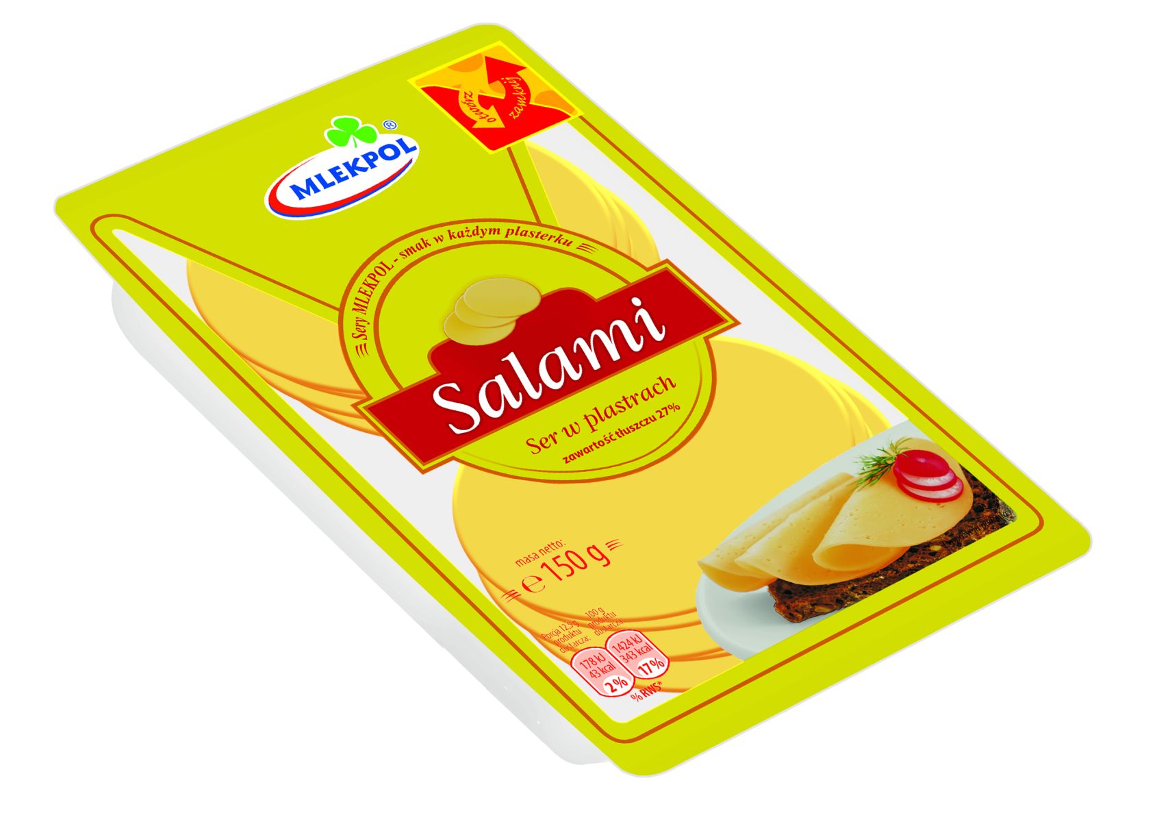 Ser Salami W Plastrach 150G Sm Mlekpol