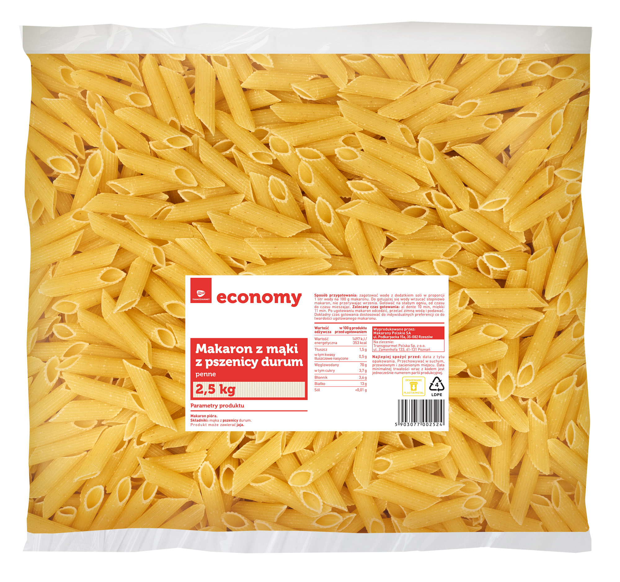 Tge Makaron Pióra Durum 2,5Kg