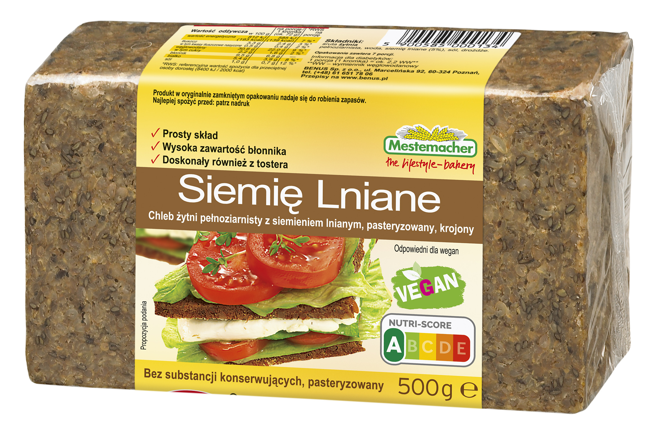 Chleb Żytni Z Siemieniem Lnianym 500 G Mestemacher