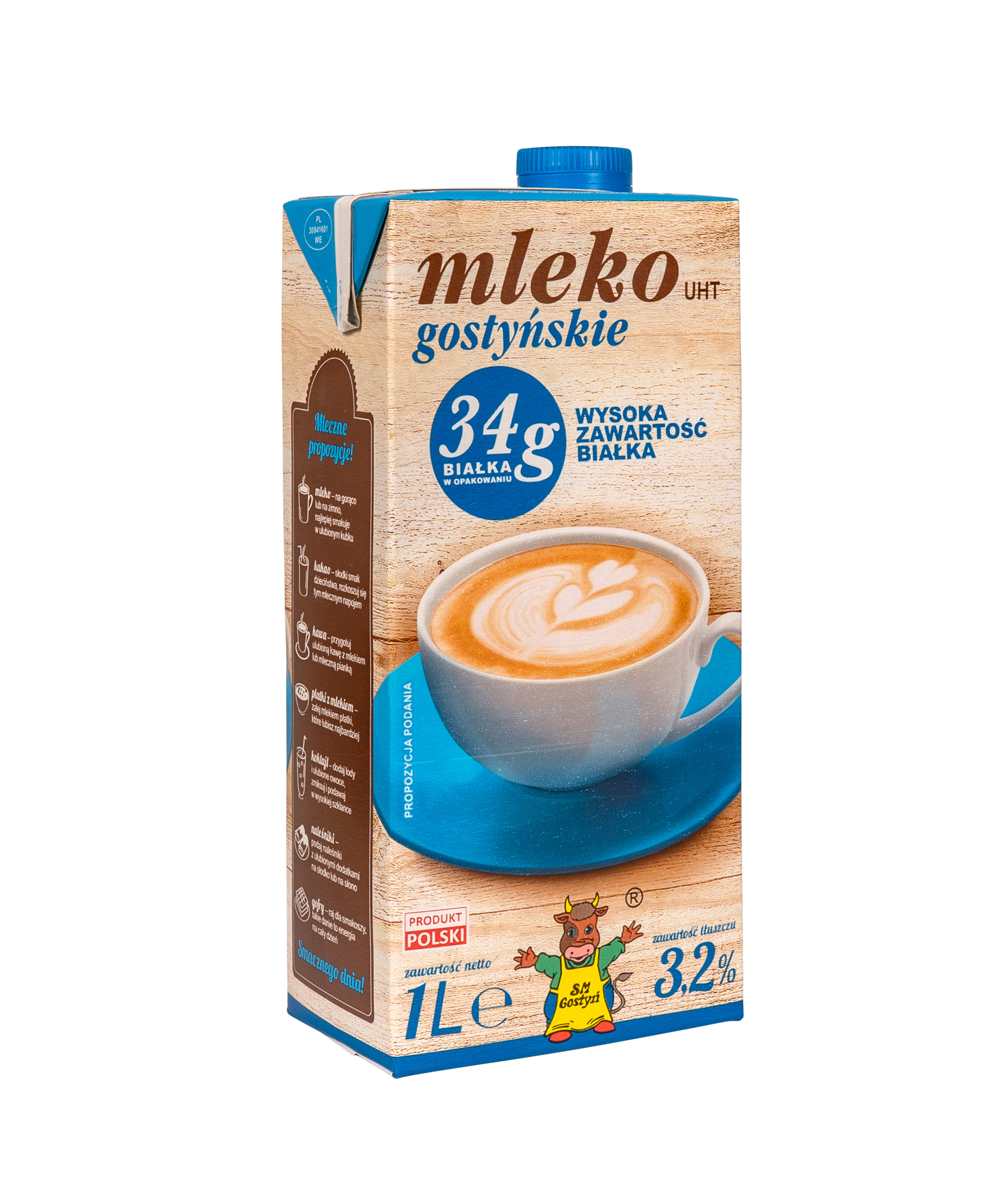 Spółdzielnia Mleczarska W Gostyniu. Mleko Uht Gostyńskie 3,2% 1 Litr
