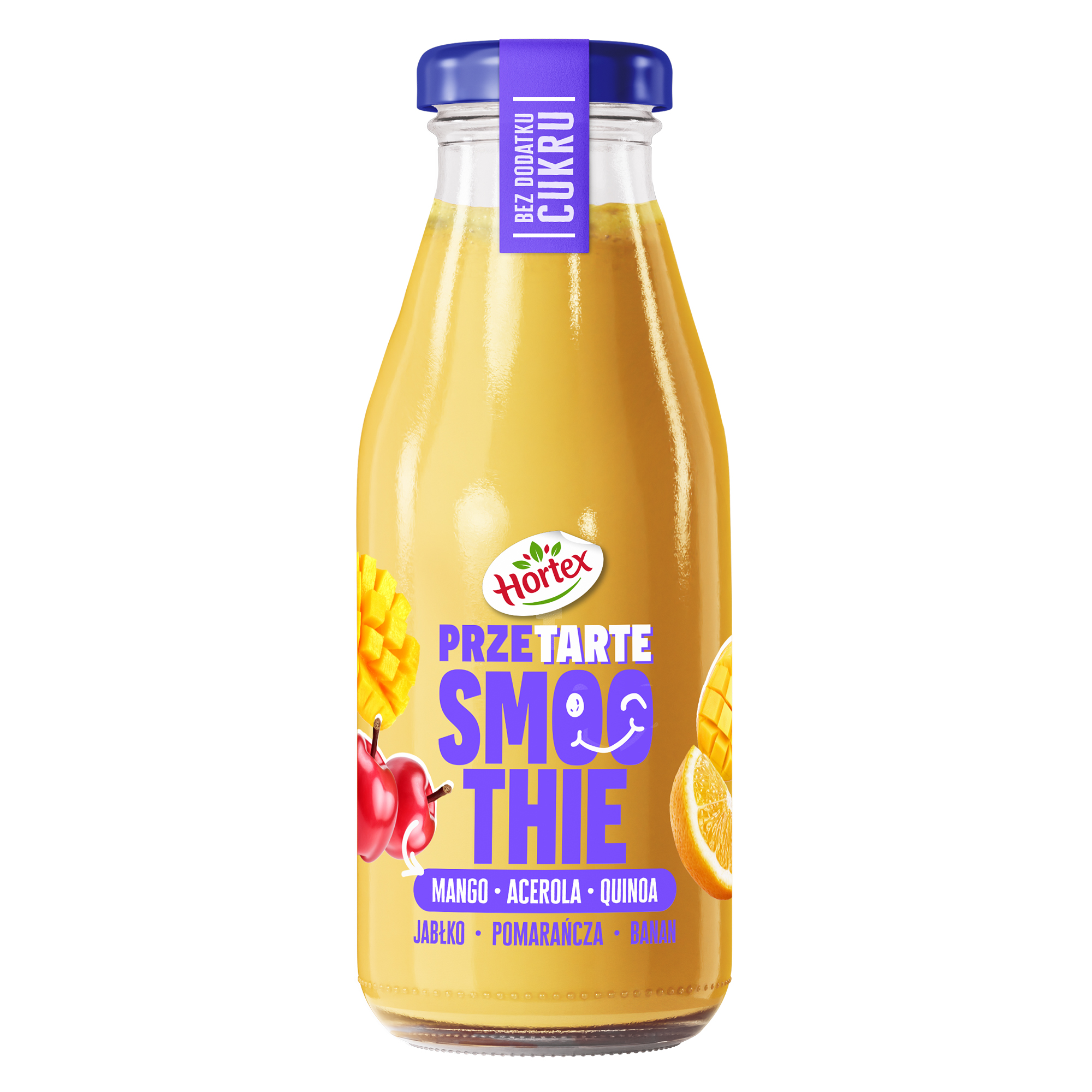 Hortex Przetarte Smoothie Jabłko, Banan, Pomarańcza, Mango, Acerola Z Dodatkiem Rozdrobnionych Nasion Quinoa 250Ml