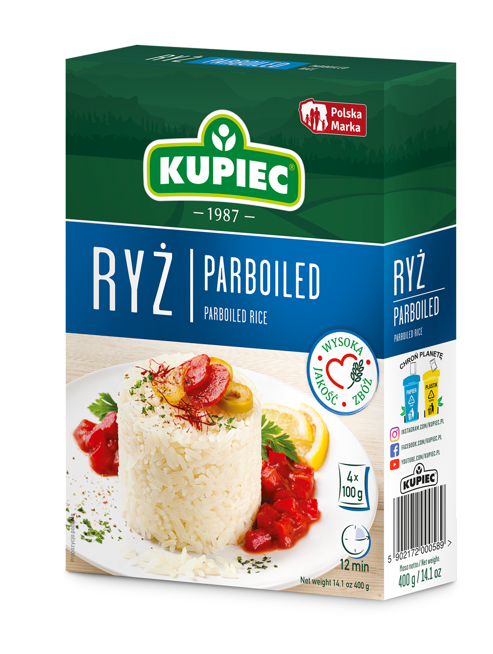 Kupiec Ryż Parboiled 4X100G