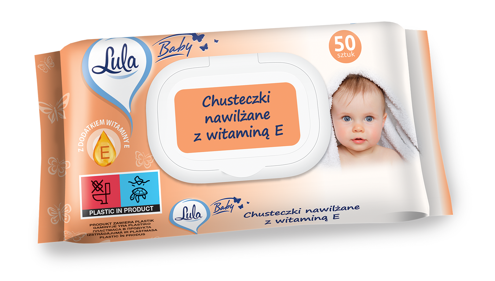 Lula Click-Top Chusteczki Nawilżane Witamina E 50Szt