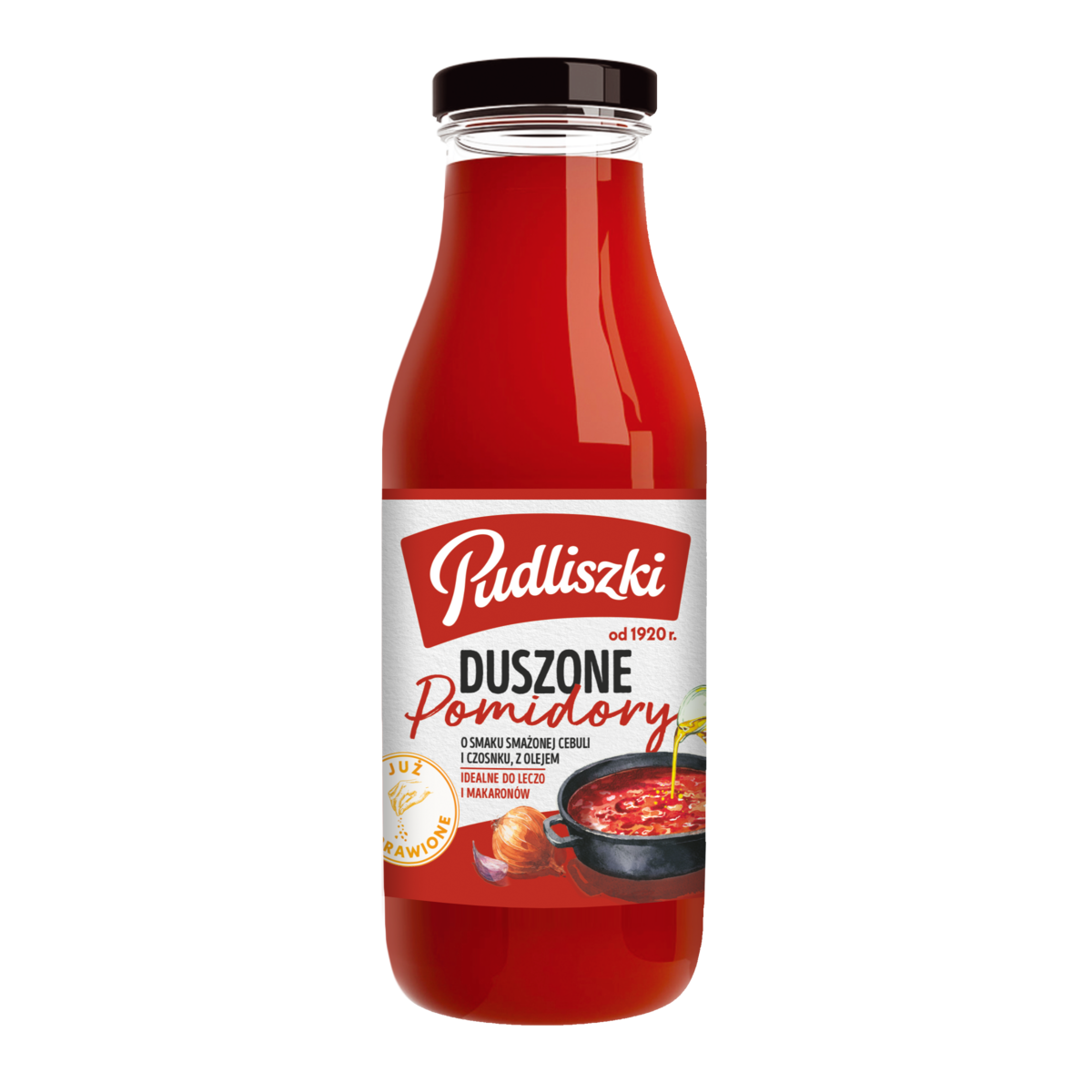 Pudliszki Duszone Pomidory - Przecierowy Sos Pomidorowy 500G Z Dodatkiem Oleju Przesmażonego Z Cebulą I Czosnkiem