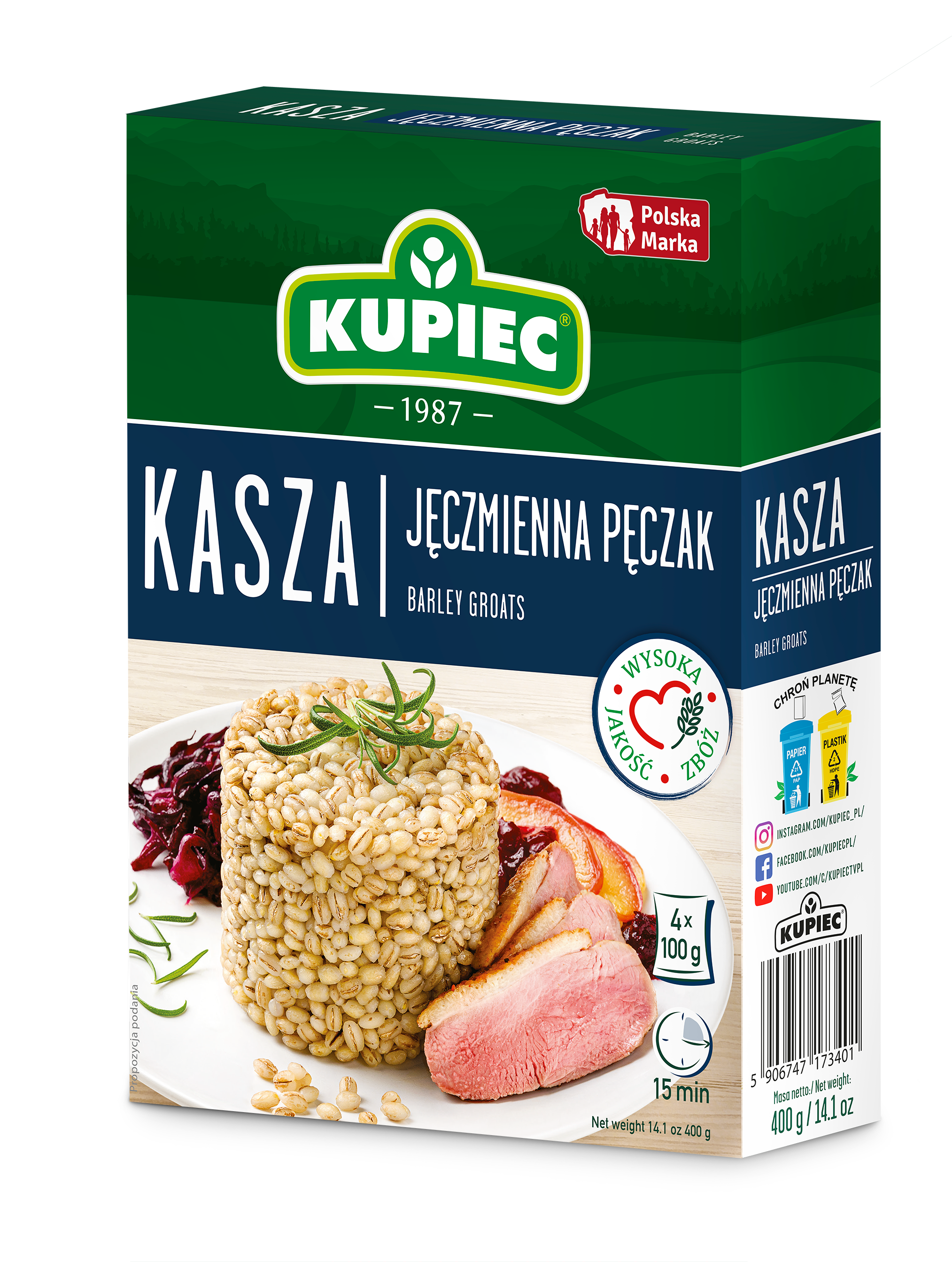 Kupiec Kasza Jęczmienna Pęczak 4X100 G