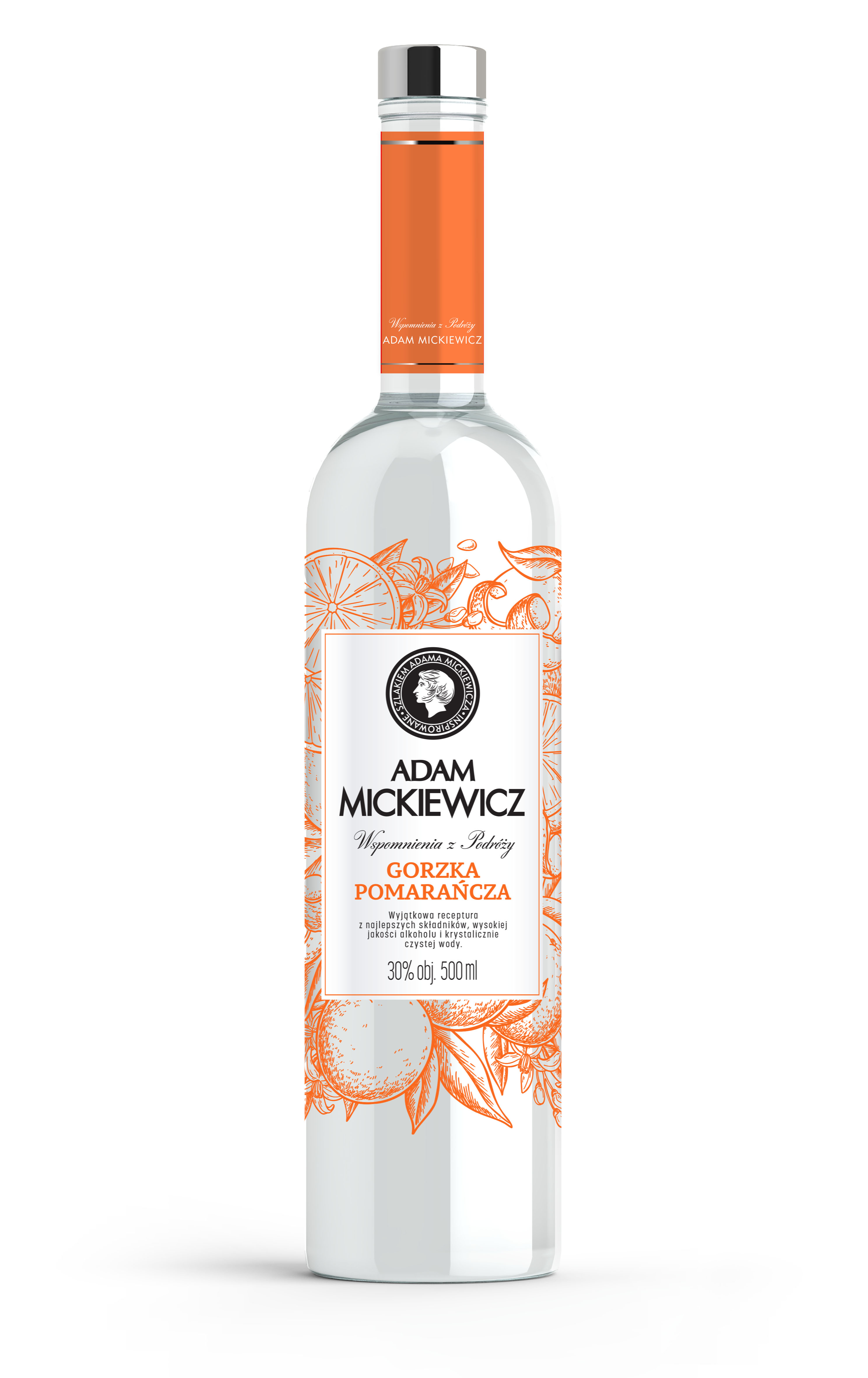 Napój Spirytusowy Adam Mickiewicz Premium 30% 500Ml Gorzka Pomarańcza