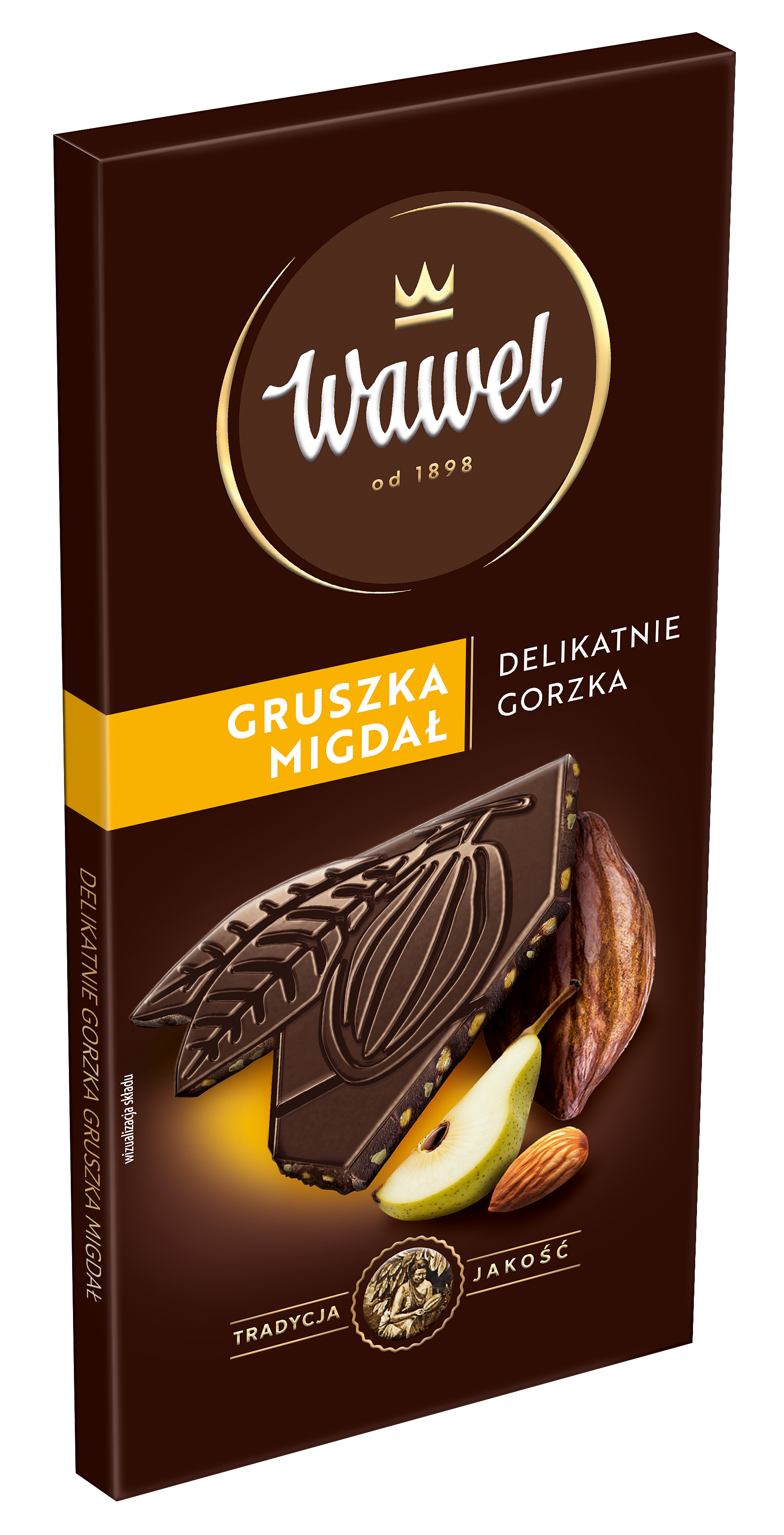 Wawel Czekolada Premium Delikatnie Gorzka Gruszka Migdał 90G