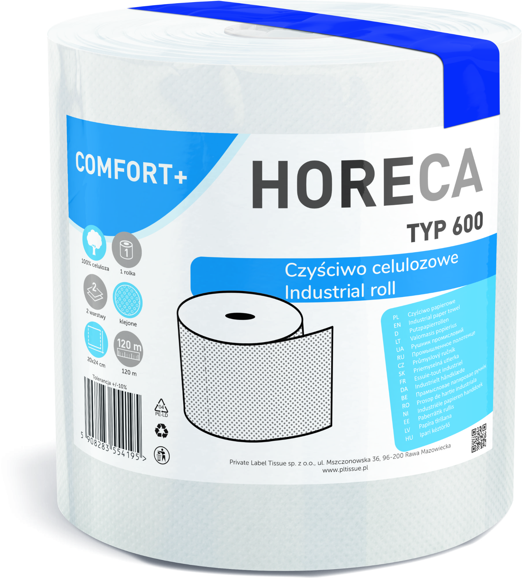 Horeca Comfort+ Czyściwo Celulozowe Typ 600 1 Rolka 2-Warstwowe